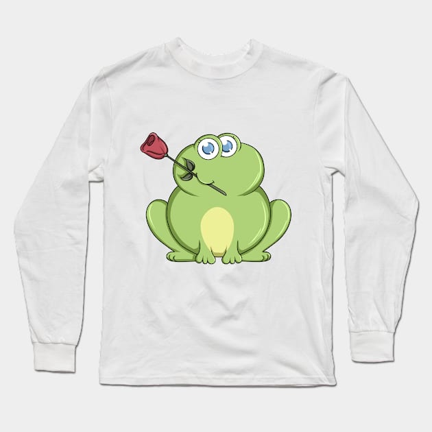 Frog with Flower Long Sleeve T-Shirt by Markus Schnabel